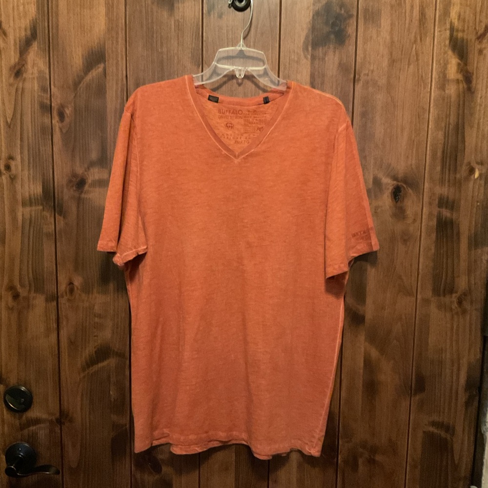 Buffalo David Bitton Orange V-Neck Short Sleeve Tee